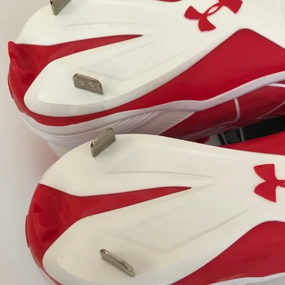 Under Armour UA Ignite Mid ST CC Metal Baseball Cleats Red White Men Sz 13 NIB